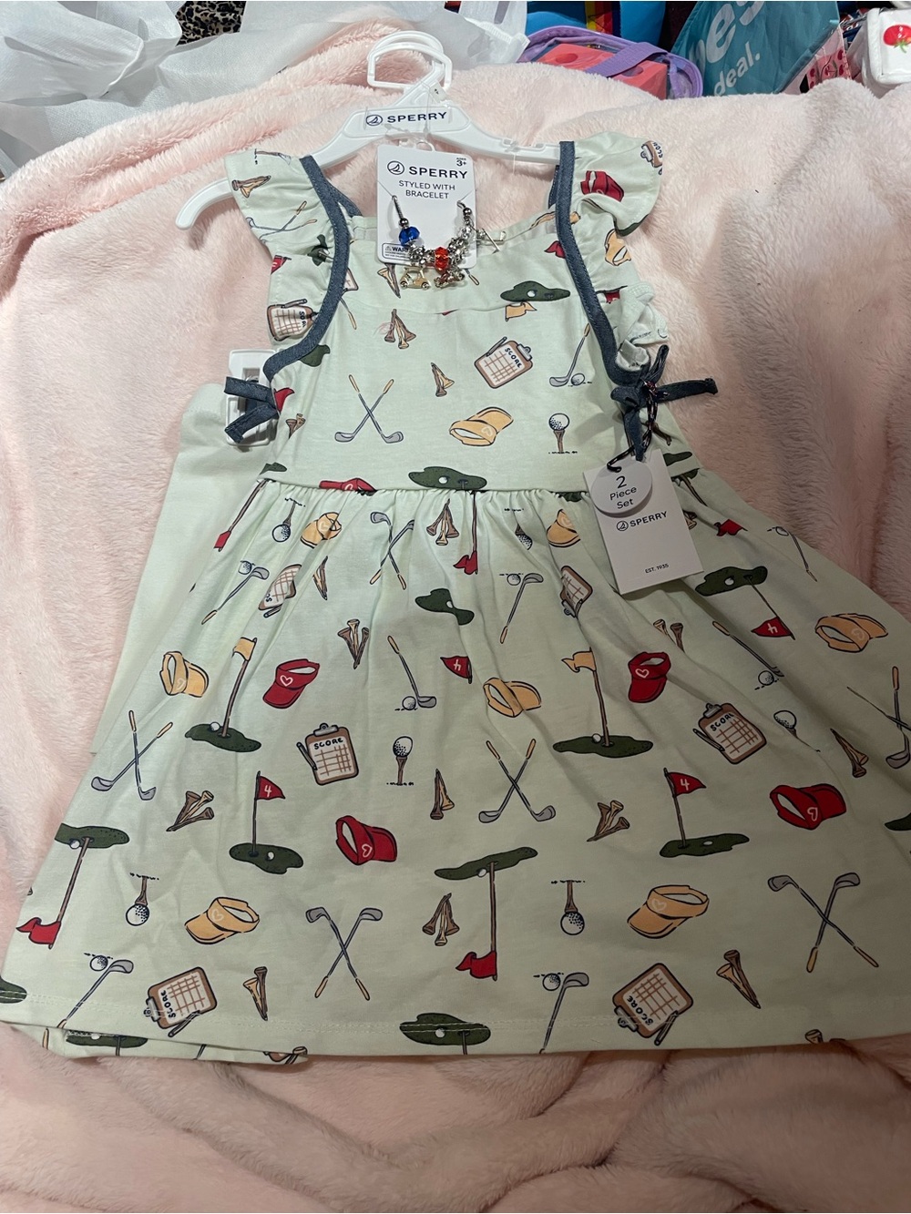 NWT Sperry Girl’s 3 Piece Golf Dress and Charm Bracelet